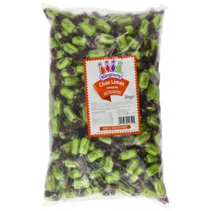 Kingsway Chocolate Limes Hard Boiled Wrapped Lime Flavour Sweets 3kg Bags