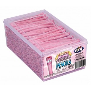 Fini Smooth Strawberry Pencils Tub Sweets (Pack Of 200) Contains Gluten