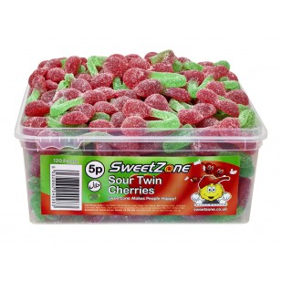 Sweetzone 100% Halal Jelly Sour Twin Cherries Full Tub 100 Pcs
