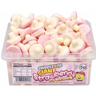 Sweetzone Giant Strawberry Mushrooms Tub 120 Pieces Halal Hmc Sweets Tubs