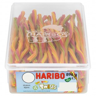 HARIBO RAINBOW TWISTS FRUIT FLAVOURED GUMS - 64 PACK SUITABLE FOR VEGETARIANS