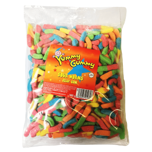 Yummy Gummy Halal Sour Worms 1kg Bag Yummy Gummy Halal Sour Worms 1kg Bag