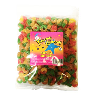 Yummy Gummy Halal Fizzy Rings 1kg Bag